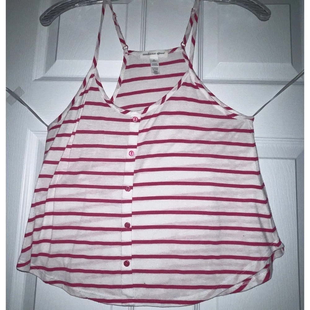 Pink and white spaghetti strap shirt